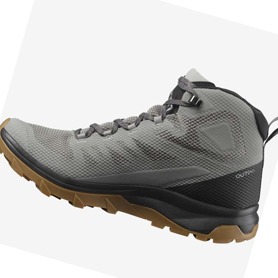 Salomon OUTLINE MID GORE-TEX Túracipő Férfi Szürke Fekete | HU 2029JPQ